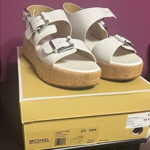 Michael Kors Optic White Platform Sandals